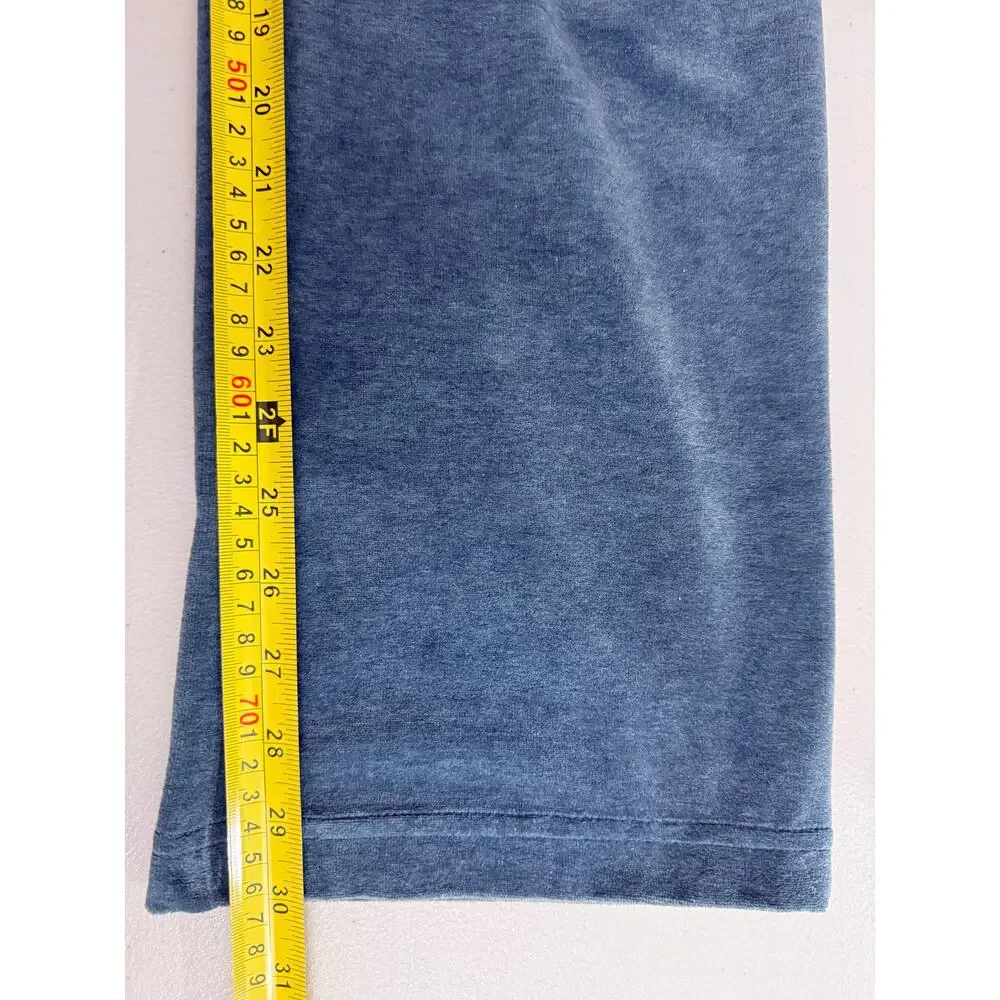 L.L.Bean Velvet Pull On Pants Storm Blue Elastic Waist Drawstring Straight Leg M - Picture 13 of 13